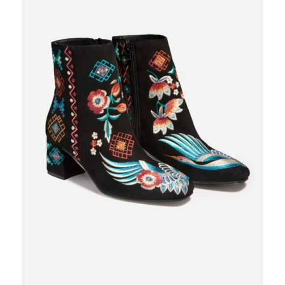 Johnny Was Shoes - Johnny Was Devine Embroidered Black Suede Booties